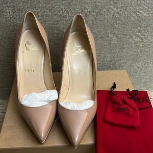 Nude Christian Louboutin Pigallae Plato 120mm Tan Patent Leather